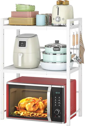 Vista 12 de DOLALIKE Estante para horno de microondas, soporte expandible para microondas, organizador de encimera de cocina, almacenamiento de utensilios