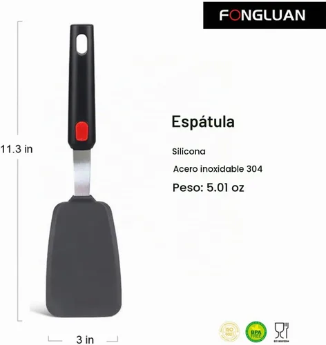 Vista 2 de Espátula giratoria de silicona flexible, resistente al calor de 600 °F, sin BPA, antiadherente para huevos, panqueques, hamburguesas, apta