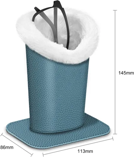 Vista 213 de Fintie Soporte para anteojos forrado de felpa con base magnética, estuche de cuero vegano prémium para lentes