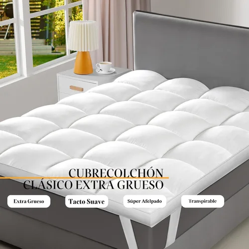Vista 2 de D & G THE DUCK AND GOOSE CO - Cubrecolchón extragrueso tamaño queen con relleno abundante de fibra de gel (Tamaño individual [39 x 75 x 2 pulgadas]