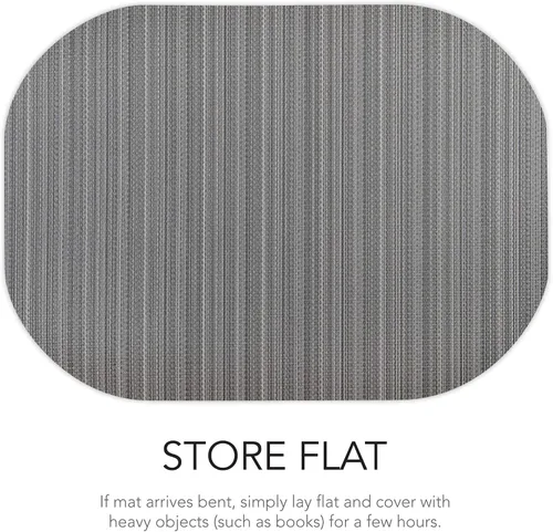 Vista 5 de Andie Home - Manteles individuales ovalados para mesa de cocina y comedor, juego de 6 piezas, resistentes al calor y lavables a la superficie, gris