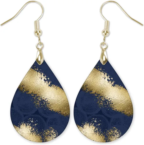 Vista 59 de Dangle Earrings for Women Colorful Dangling Drop Statement Jewelry Printed MDF Wood Teardrop Double Side Print Handmade by The Painted Pug
