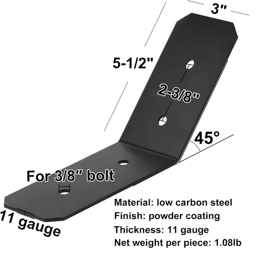 Vista 2 de Soporte angular de 45 grados para postes de madera de 4 x 4, pérgola Calibre 11