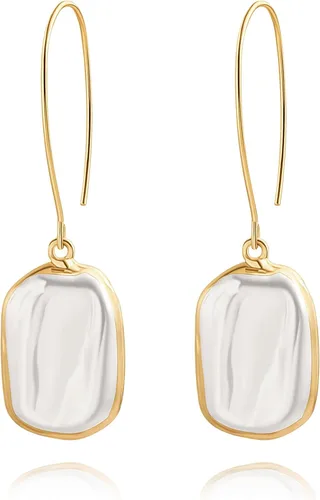 Vista 9 de SOFYBJA Dainty 18K Gold Plated Pearl Turquoise Drop Earrings Long Dangle Lightweight Handmade Earrings Jewelry Perla de pera dorada