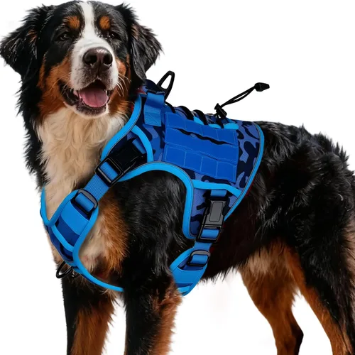 Vista 51 de Arnés táctico para perros grandes, chaleco reflectante ajustable sin tirones con sistema Molle, control de grado militar K9 para entrenamiento