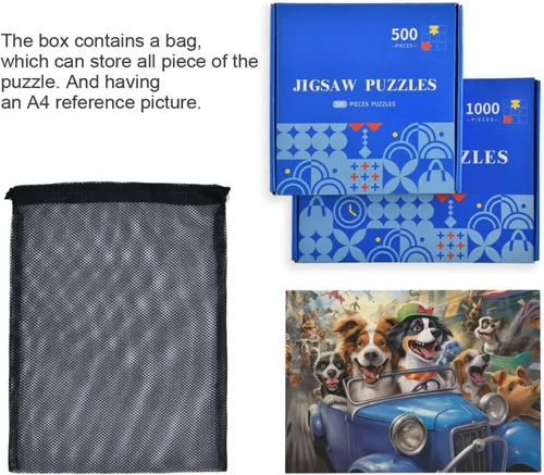 Vista 7 de Cute Dog Racing Jigsaw Puzzles 500 Pieces for Adults with Mesh Storage Bag 2012210