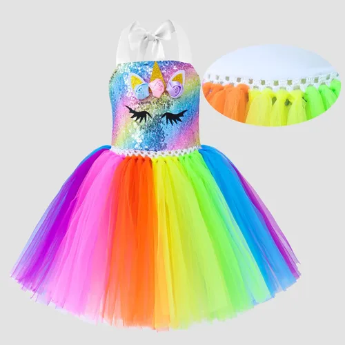 Vista 4 de Doctor Unicorn Conjunto de disfraz de unicornio para niñas, vestido de unicornio tutú con diadema