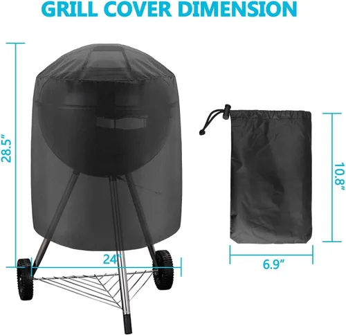 Vista 2 de Linkstyle Cubierta redonda para barbacoa, 24 pulgadas de profundidad x 28.5 pulgadas de alto, cubierta para parrilla Weber Charcoal Kettle