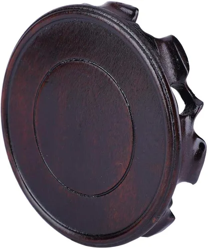 Vista 7 de Soporte de pedestal de madera, base de jarrón redondo vintage, soporte de madera para plantas, bonsái, acuario [M]