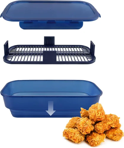 Vista 10 de COOK WITH COLOR Tazón Plegable para Rebozar - Recipiente Agitador para Rebozar Sin Ensuciar - Ideal para Pescado Frito, Pollo Frito, Aros de Negro