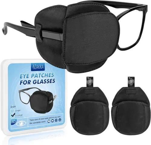 Vista 12 de eZAKKA Parches para ojos para adultos y niños, para ojo izquierdo y derecho, 2 piezas de parches médicos para anteojos de seda para ojos perezosos