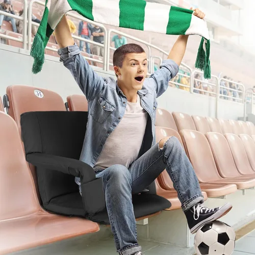Vista 8 de Nova Microdermabrasion Asiento de estadio de 20.5 pulgadas / 25 pulgadas de ancho para gradas con soporte de espalda, cojín acolchado portátil Negro