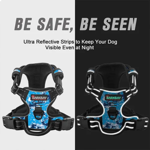 Vista 126 de BARKBAY - Arnés para perro sin tirones con clip frontal, material resistente y reflectante, asa de fácil control para pasear perros grandes