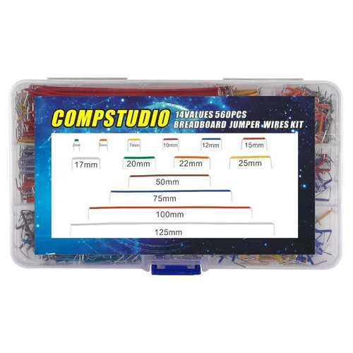 Vista 4 de 14 bóvedas 560 unids 0.079-4.921 in Flexible Breadboard Connecting Line Cables Breadboard Jumper Wires Kit
