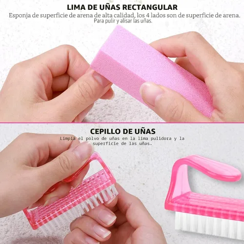 Vista 4 de FANDAMEI Limas de uñas y amortiguadores, herramientas de manicura kit de cuidado de uñas con lima de uñas, bloque de pulidor de uñas, cuidado