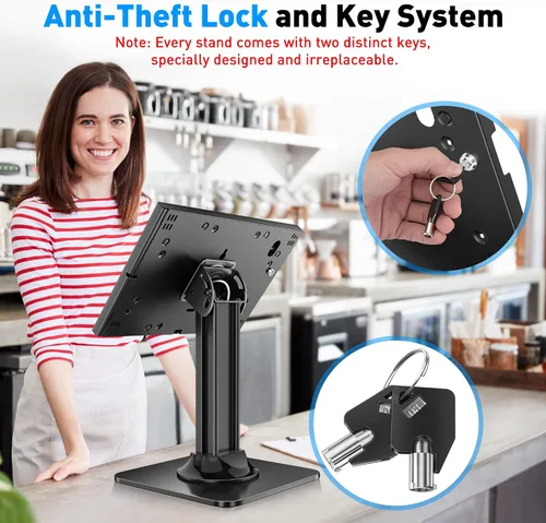 Vista 3 de AboveTEK Soporte antirrobo para quiosco para iPad – Soporte de seguridad para iPad POS y soporte para tableta con bloqueo – Base resistente, giro