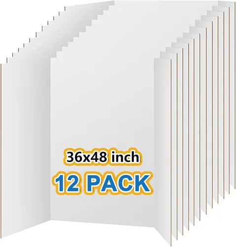 Vista 10 de VinTS 36" x 48" Large Trifold Poster Board,4 Pack White Corrugated Foldable Project Boards for Science Fair, School Projects,Photo Displays Large