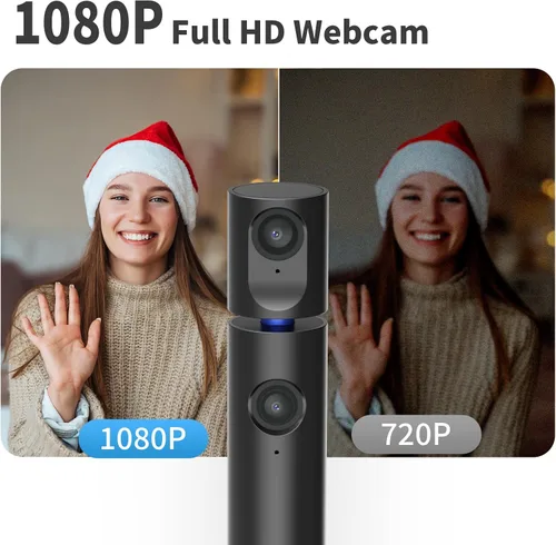 Vista 4 de CZUR Cámara web Halo Dual 1080P con micrófono, cámara web USB profesional