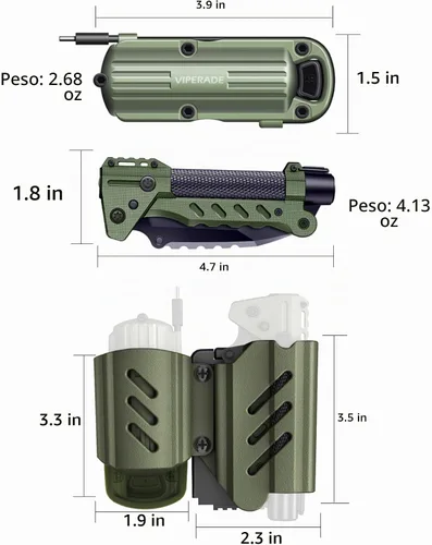 Vista 6 de VIPERADE VAK6 Multiherramienta de supervivencia con cuchillo plegable, linterna LED, encendido por pulso y generador de manivela, cuchillo
