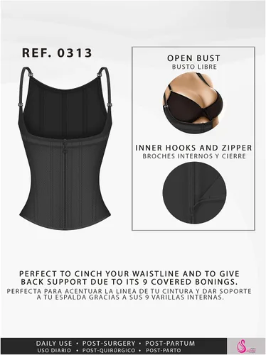 Vista 4 de Fajas colombianas Salome Womens Cintura Entrenamiento Corsé Cinturilla Moldeadora Shapewear, XXL, Negro