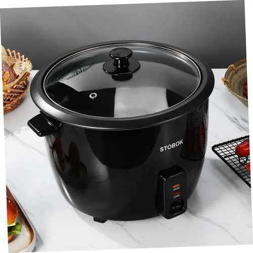 Vista 4 de Lurrose Arrocera eléctrica con tapa transparente, olla portátil para estofado doméstico para sopa de gachas de arroz, sopa y vaporera, enchufe