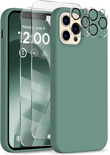 Vista 26 de Funda para iPhone 12 Pro Max, [2 protectores de cámara + 2 protectores de pantalla], funda protectora de silicona de cuerpo completo a prueba