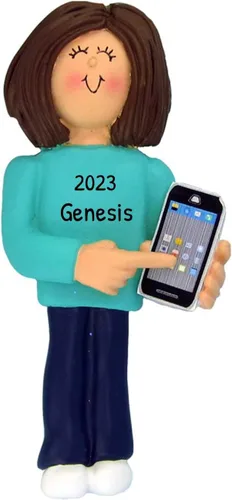Vista 9 de Adorno personalizado para teléfono inteligente 2024 – Adornos de Navidad afroamericanos, regalos únicos, adornos de teléfono celular para árbol