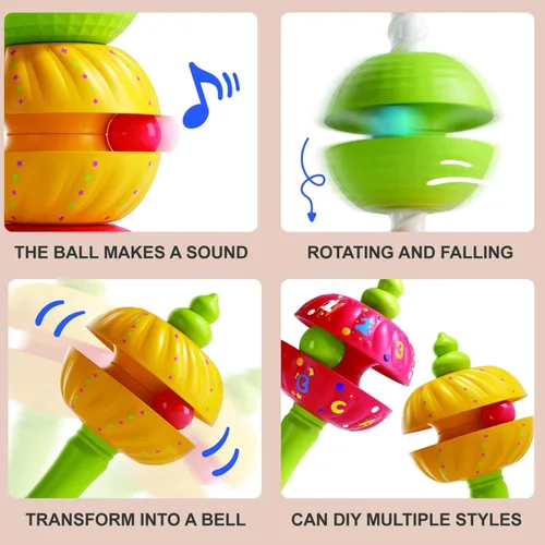 Vista 2 de Juguete giratorio apilable para bebé, juguete para autismo, aprendizaje sensorial, apilador en espiral, juguete Montessori para bebés, niñas, niños