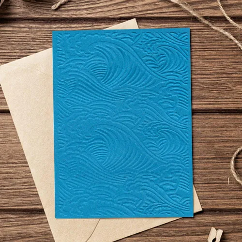 Vista 5 de Estivaux Carpetas de estampado de olas marinas para hacer tarjetas, carpetas de plástico de cirros de 5.7 x 4.2 pulgadas, plantilla de verano