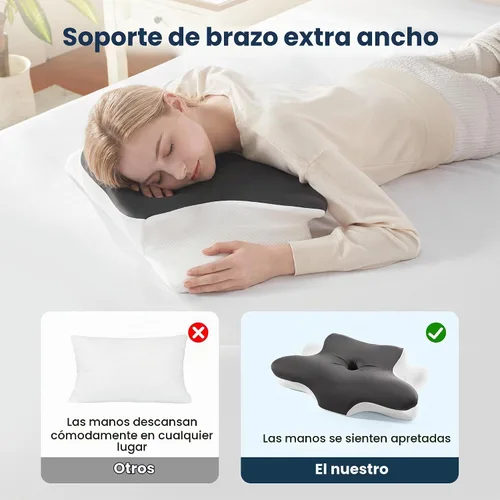 Vista 3 de SLEEP ZONE Side Sleeper Pillow, Medium Firm Memory Foam Neck Pillow