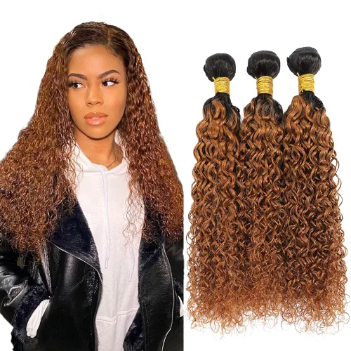 Vista 143 de 300g 1B27 Human Hair Bundles Honey Blonde Bundles Human Hair 10A Brazilian Virgin Remy Hair Extensions 8 10 12 Inch