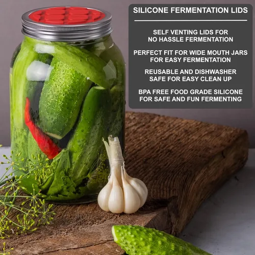 Vista 8 de BALCI Kit completo de fermentación de frascos Mason – Juego de iniciación de 9 piezas con tapas de fermentación, pesas de vidrio, pisón de madera