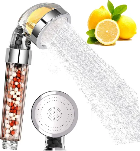 Vista 4 de Cabezal de ducha de alta presión, cabezal de ducha con filtro de vitamina C, cabezal de mano de ahorro de agua, filtro de cloro y flúor que ayuda a