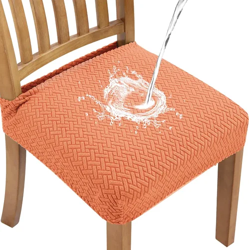 Vista 9 de Fuloon Fundas de Asiento de Silla Elásticas Impermeables 4 PCS, Fundas de Silla de Comedor Removibles Lavables Fundas Deslizables de Cojín
