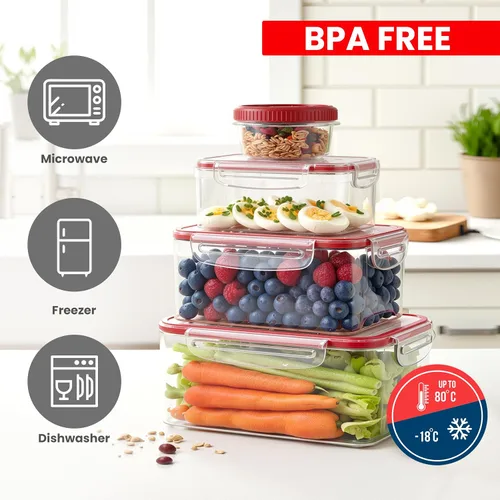 Vista 3 de Utopia Kitchen Contenedores de plástico para alimentos, recipientes para almacenamiento de alimentos con tapas herméticas, loncheras reutilizables