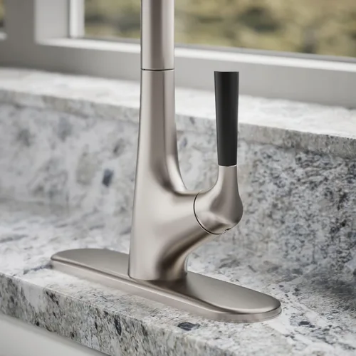 Vista 6 de Kohler K-R562-SD-VS Llave para cocina, funciona hacia abajo. Viene con despachador de jabón o loción. Hecha de inoxidable brilloso