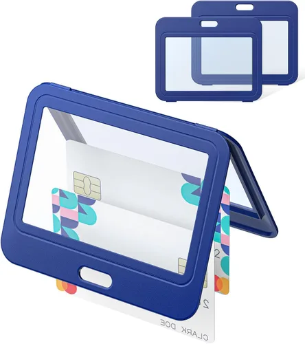 Vista 17 de Uniclife Paquete de 3 Portacarnet Deslizante con Ventanas de Doble Cara Funda Vertical de Plástico Duro Negro Bolsa Protectora de Tarjetas