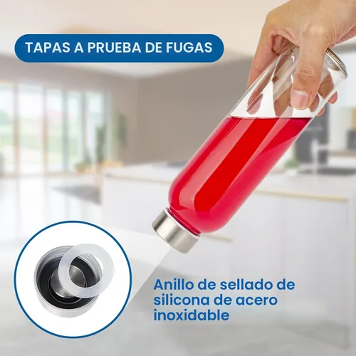 Vista 2 de Luxfuel Botellas de vidrio transparente con tapas, botellas de agua
