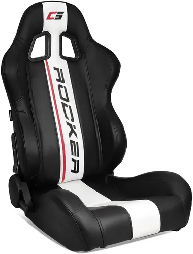 Vista 13 de IKON MOTORSPORTS, Asientos universales para vehículos de carrera con deslizadores dobles, negro con puntada naranja en PU y cuero de carbono