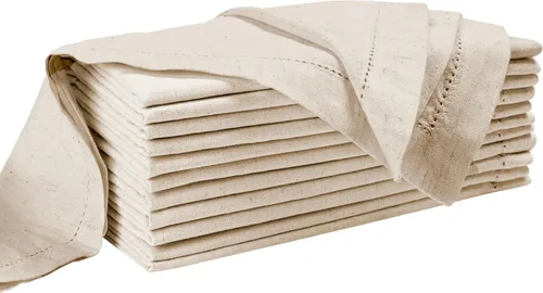 Vista 6 de Juego de 12 servilletas de lino, 18 x 18 pulgadas, con vainica, servilletas de tela de lino natural para cena, servilletas de tela lavables Natural