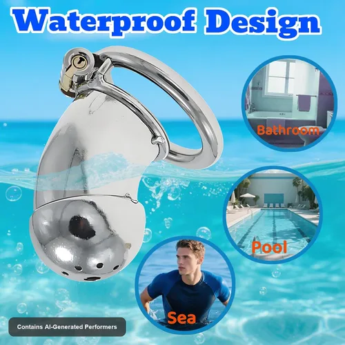 Vista 4 de Jaula de acero inoxidable para hombre con bloqueo de pene con cerradura de metal castidad dispositivo de castidad masculina jaula de polla juguetes