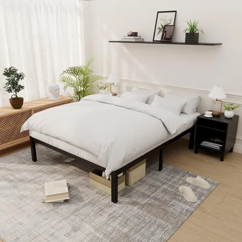 Vista 13 de Base de cama de bambú de tamaño individual con plataforma de madera, estructura sólida y estable con listones antideslizantes, cama alta,
