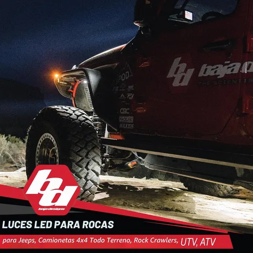 Vista 8 de Kit de luz LED para roca Baja Designs - 4 piezas. LED con arnés de cableado (blanco)