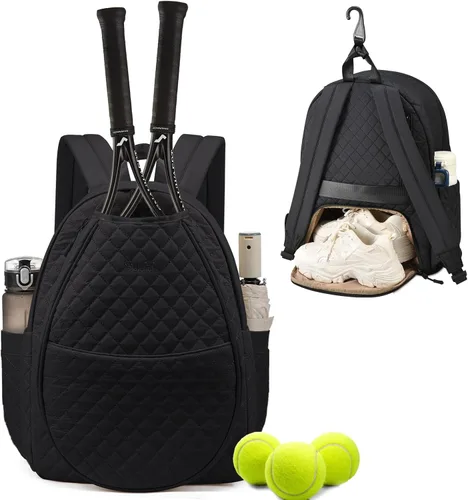 Vista 12 de Sucipi Bolsas de tenis para mujeres, Mochila bolsa acolchada para raqueta de tenis para raqueta de tenis, palas de pickleball, bádminton