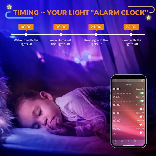 Vista 4 de BEAMNOVA Luces LED RGB LED de 100 pies para negocios, kit de tiras de luces, control remoto, control de aplicación móvil Bluetooth, fuente