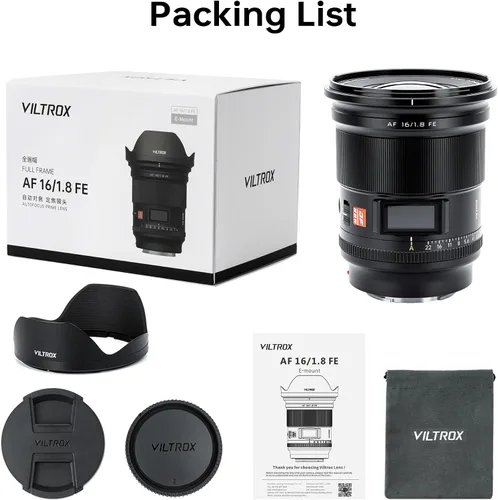 Vista 11 de VILTROX AF 16mm f/1.8 FE Lente de Enfoque Automático de Montura FE de Formato Completo, Lente Compatible con Cámaras Sin Espejo Sony E-Mount Alpha