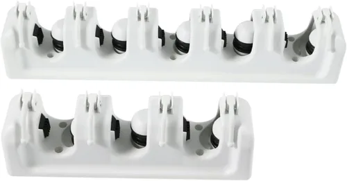 Vista 7 de HEMOTON Soporte de escoba para montaje en pared, estante de almacenamiento, fregona, clip para paraguas 5 bolas, 6 ganchos para garaje