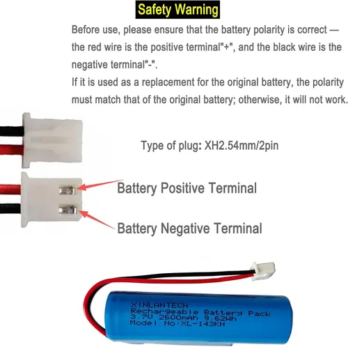 Vista 8 de XINLANTECH 3.7V 2600mAh 18650 Batería recargable de iones de litio con conector Jst XH2.54/2P cables de enchufe para electrónica de bricolaje