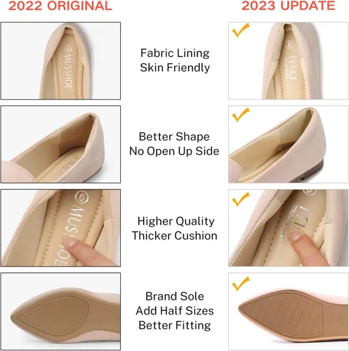 Vista 5 de MUSSHOE - Zapatos planos de mujer, cómodos y sin cordones
