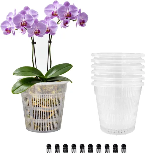 Vista 19 de Macetas para Orquídeas, Paquete de 12 Macetas para Orquídeas de 4.5 Pulgadas con Agujeros, Maceta Ranurada Transpirable para Orquídeas